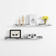 2 Set of 80cm Modern Contemporary Floating Shelf Marble Effect G-0475