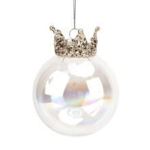 Widdop Irridensent Glass Bauble Glitter Crown Christmas Tree Decoration