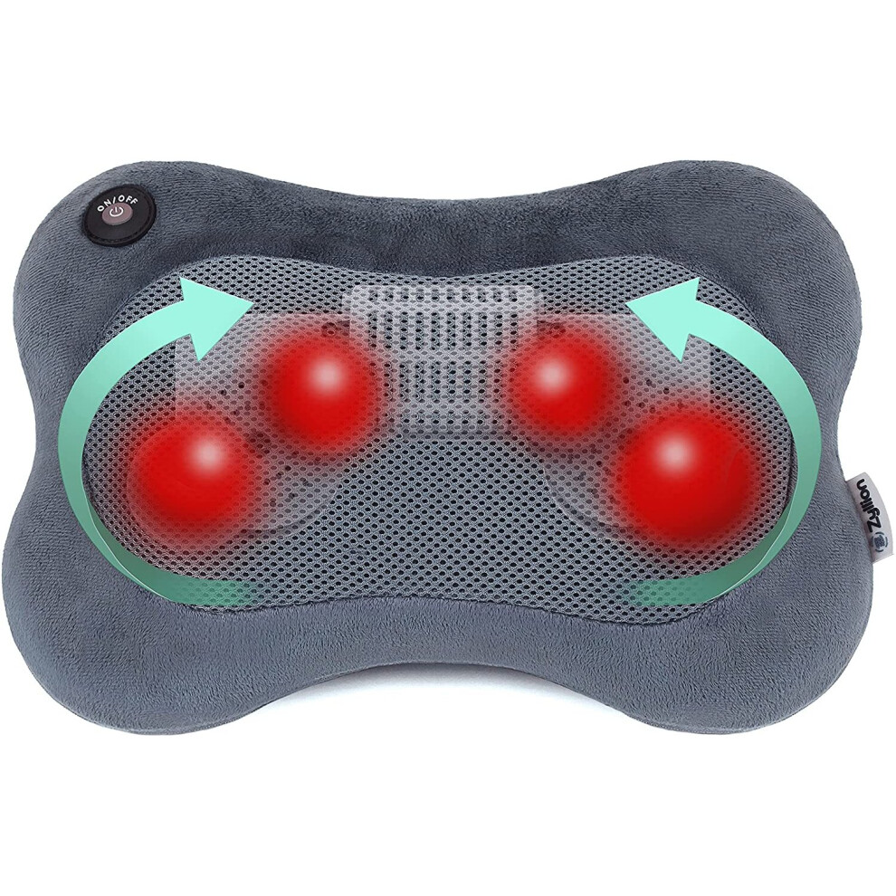 Zylion Shiatsu Pillow Massager With Heat (Slate)