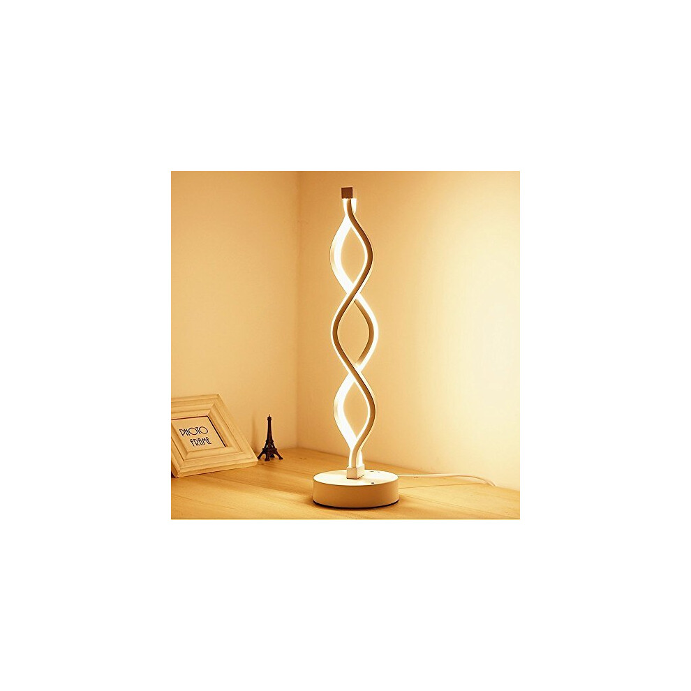 Elinkume Twist Wave Led Table Lamp - 12 Watt Warm White Modern Decor Light With Standing 17.72 Inches Tall On 4.92 Inches Round Base - Brightness