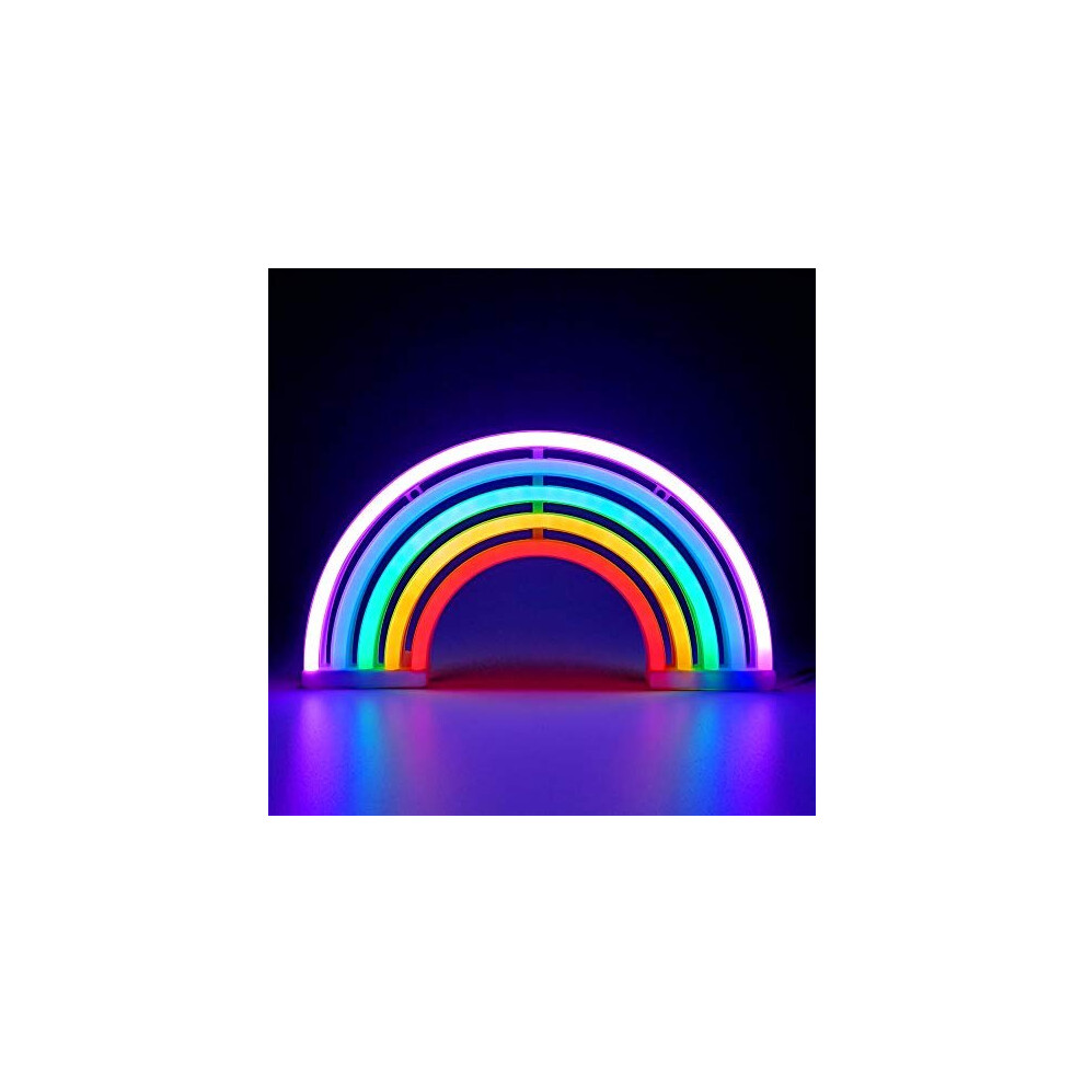 XIYUNTE Rainbow Neon Light Rainbow Signs for Wall Decor, Battery or USB Operated LED Rainbow Neon Light Signs Light up for Bedroom,Christmas,Livi