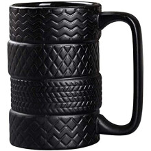 NEWBEER Tire Mug Car Wheel Cup for Coffee Tea Drinks Ceramics Tyre Cup Funny Gift Black 5 * 3 * 3inch 13.5oz