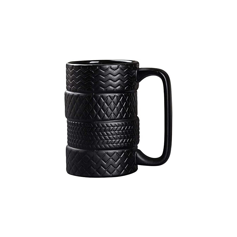NEWBEER Tire Mug Car Wheel Cup for Coffee Tea Drinks Ceramics Tyre Cup Funny Gift Black 5 * 3 * 3inch 13.5oz