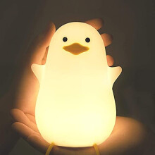 Cute Night Light for Kids, CooPark Soft Silicone LED Touch Toddler Lamp with Timer, USB Rechargeable Dim Feeding Warm White Nightlight, Desk Beds