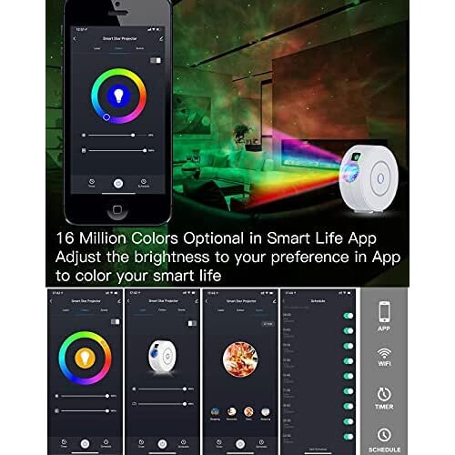 Star Projector, LED Galaxy Projector Light with APP Control, 16 Colors RGB Dimming Nebula Night Light with Timing Function/Voice Control, for Kid 2