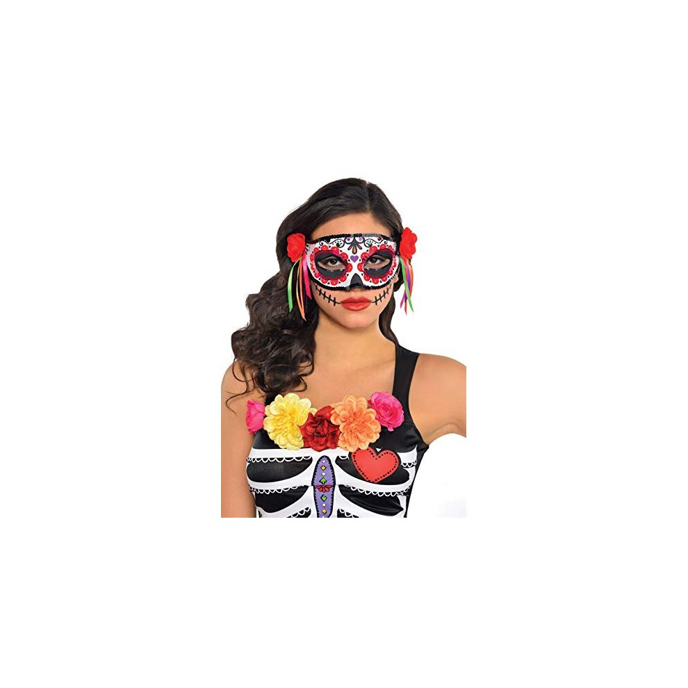 amscan 843926-55 Day of The Dead Halloween Half Mask Fancy Dress Accessory