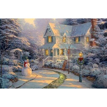 Large Festive Snowman Winter Christmas Snow Scene Light up LED Canvas/Picture
