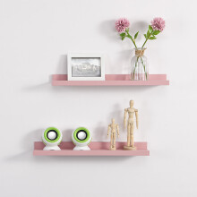 Set of 2 Shelf 48cm Wide Photo Wall Mounted Shelves Blush G-0477