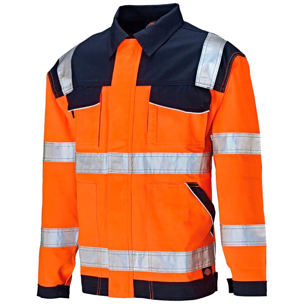 (Orange/Navy, 4XL) Dickies High-Vis Industry Two Tone Work Jacket Coat