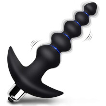 Vibrating Anal Beads Butt Plug - Flexible Silicone 16 Vibration Modes Graduated Design Anal Sex Toy Waterproof Bullet Vi