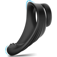 Silicone Dual Penis Ring with Taint Teaser, Premium Stretchy Cock Ring Longer Harder Stronger Erection Enhancing Sex Toy