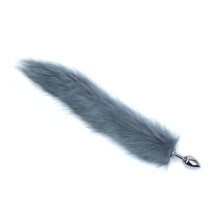 (Gray) Sexy Fox Butt Plug Tail Anal Toys For Women Adult Sex Product Men Butt Plug Stainles Steel Anal Plug Sex Toys For Couple Cosplay