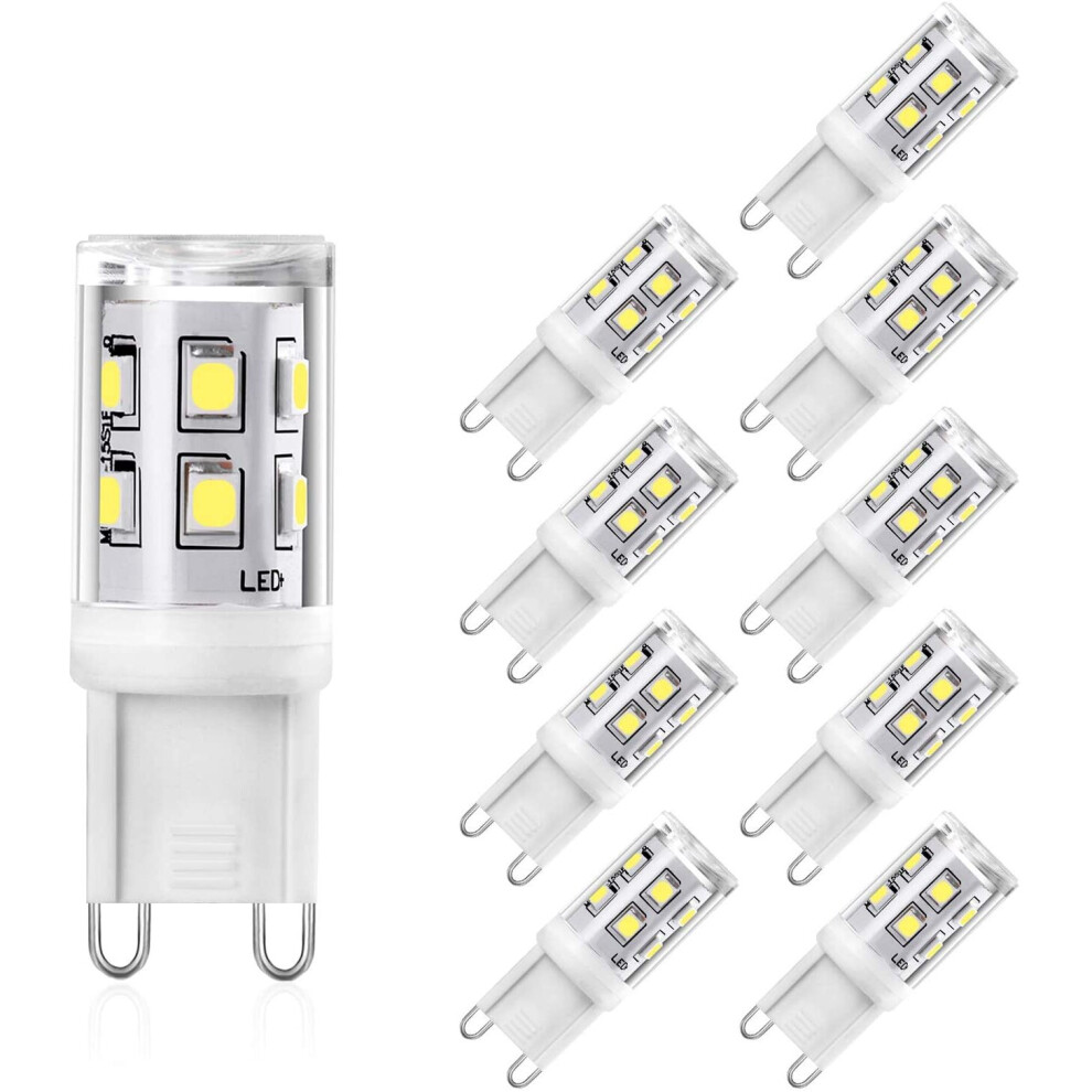 G9 LED Light Bulb 2W Cool White 6000K Equivalent to 20W 25W Halogen Bulbs, Pin Base G9, AC220-240V, 360Beam Angle, Non