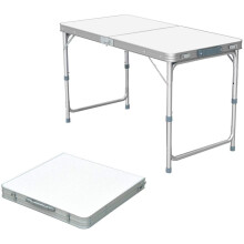 Folding Camping Table with Adjustable Height, Aluminium Foldable Portable Picnic Table for Outdoor Indoor Kitchen Garden