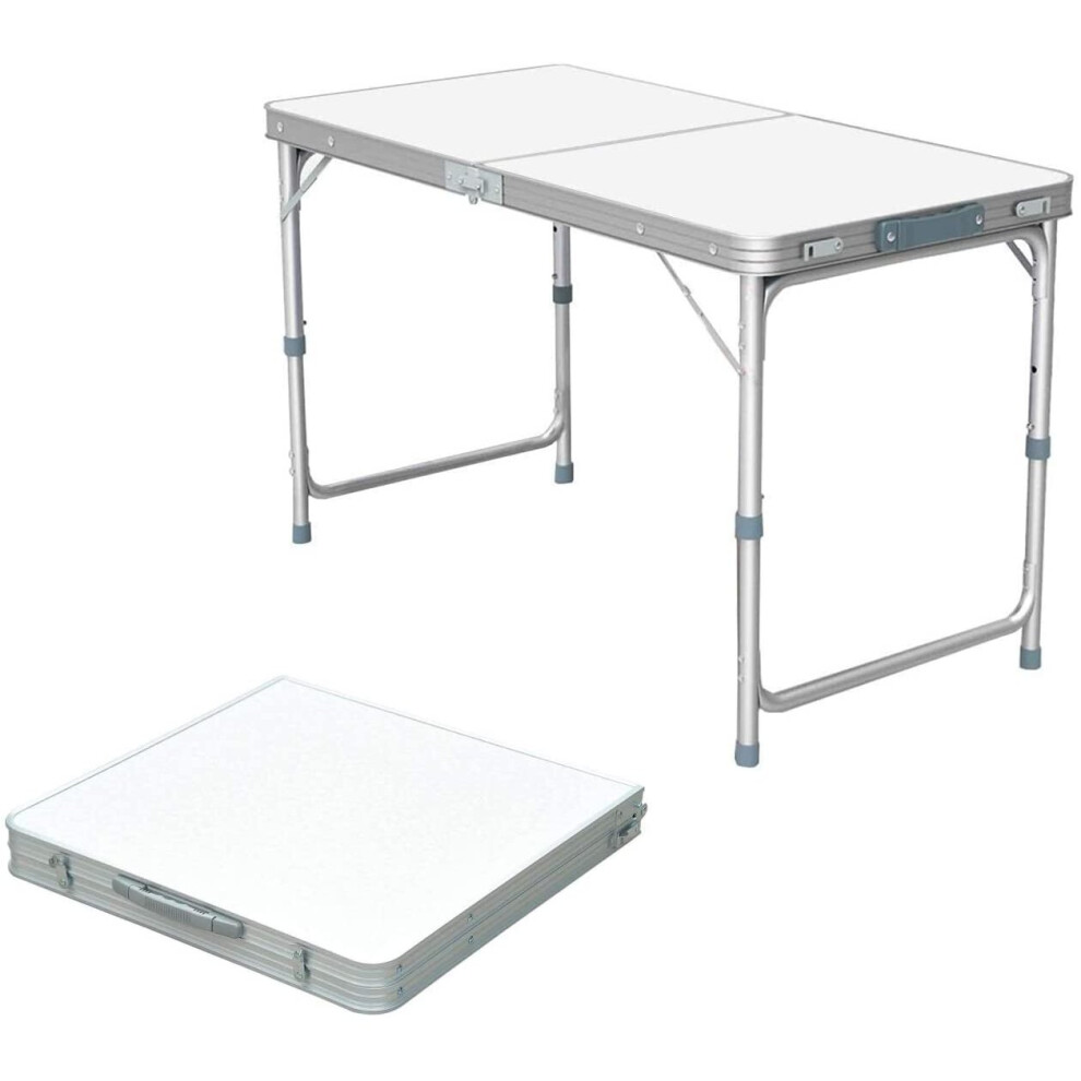 Folding Camping Table with Adjustable Height, Aluminium Foldable Portable Picnic Table for Outdoor Indoor Kitchen Garden