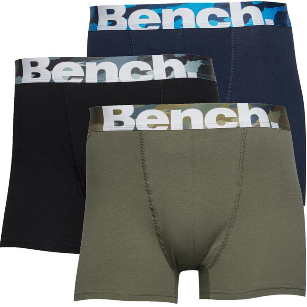 (Blue/Green, S) Bench 3 Pack Designer Men's Boxer Shorts Gift Set