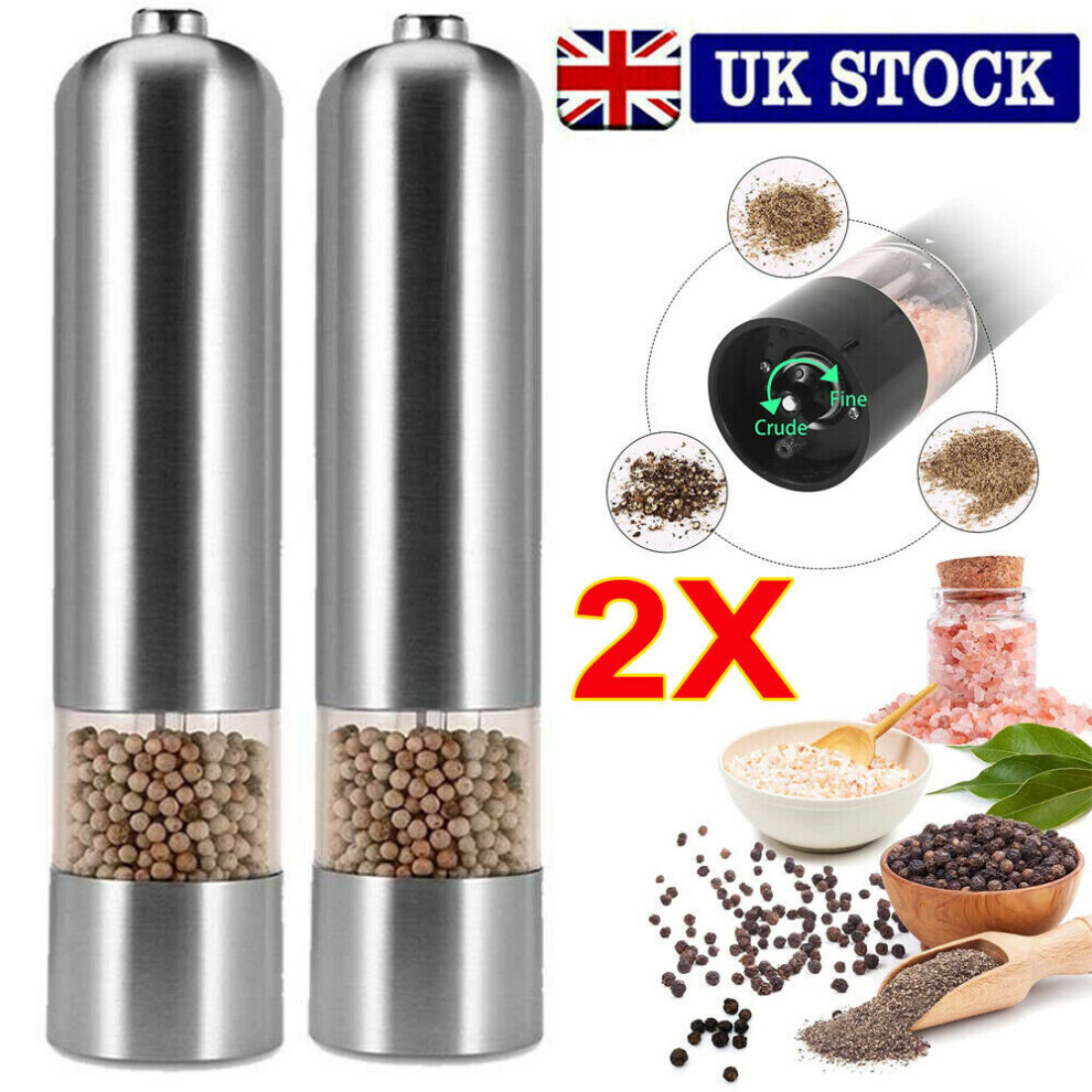 Set of 2 Light Up Electric Salt & Pepper Mills Grinder Shaker Set