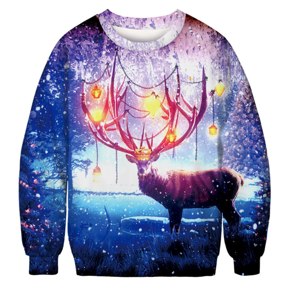 (#11 Elk, XL) Mens Christmas 3D Graphic Print Xmas Hoodie Sweatshirt Pullover Jumper Tops 