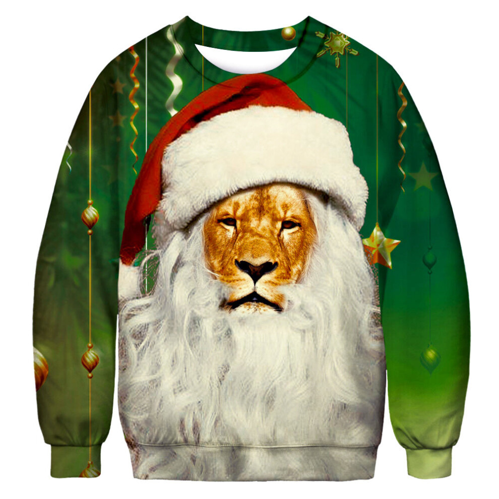 (#7 Lion, M) Mens Christmas 3D Graphic Print Xmas Hoodie Sweatshirt Pullover Jumper Tops 
