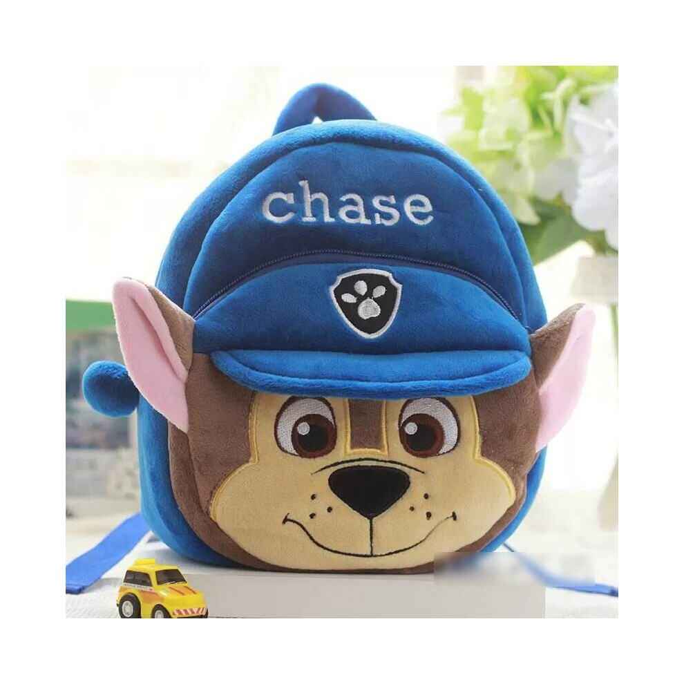 (Chase) Paw Patrol Plush Backpack Kids Children Soft Stuffed Schoolbag Shoulderbag Gifts Multicoloured