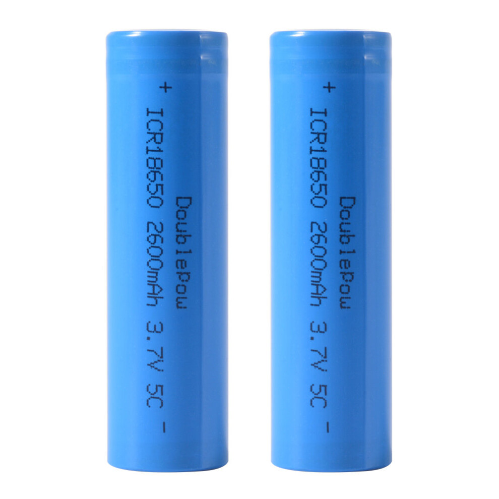 2PCS 18650 Rechargeable Li-ion Battery 3.7V 2600mAh Lithium Cells Flat Top BC875