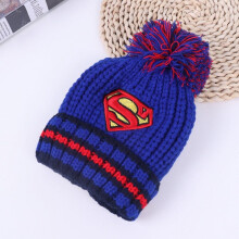 (Superman) Baby Winter Warm Knitted Hat, Marvel Superhero Hat(Age 2-6Y), Cotton Lining Faux Fur Ball Pompom Cap Unisex Beanie Hat