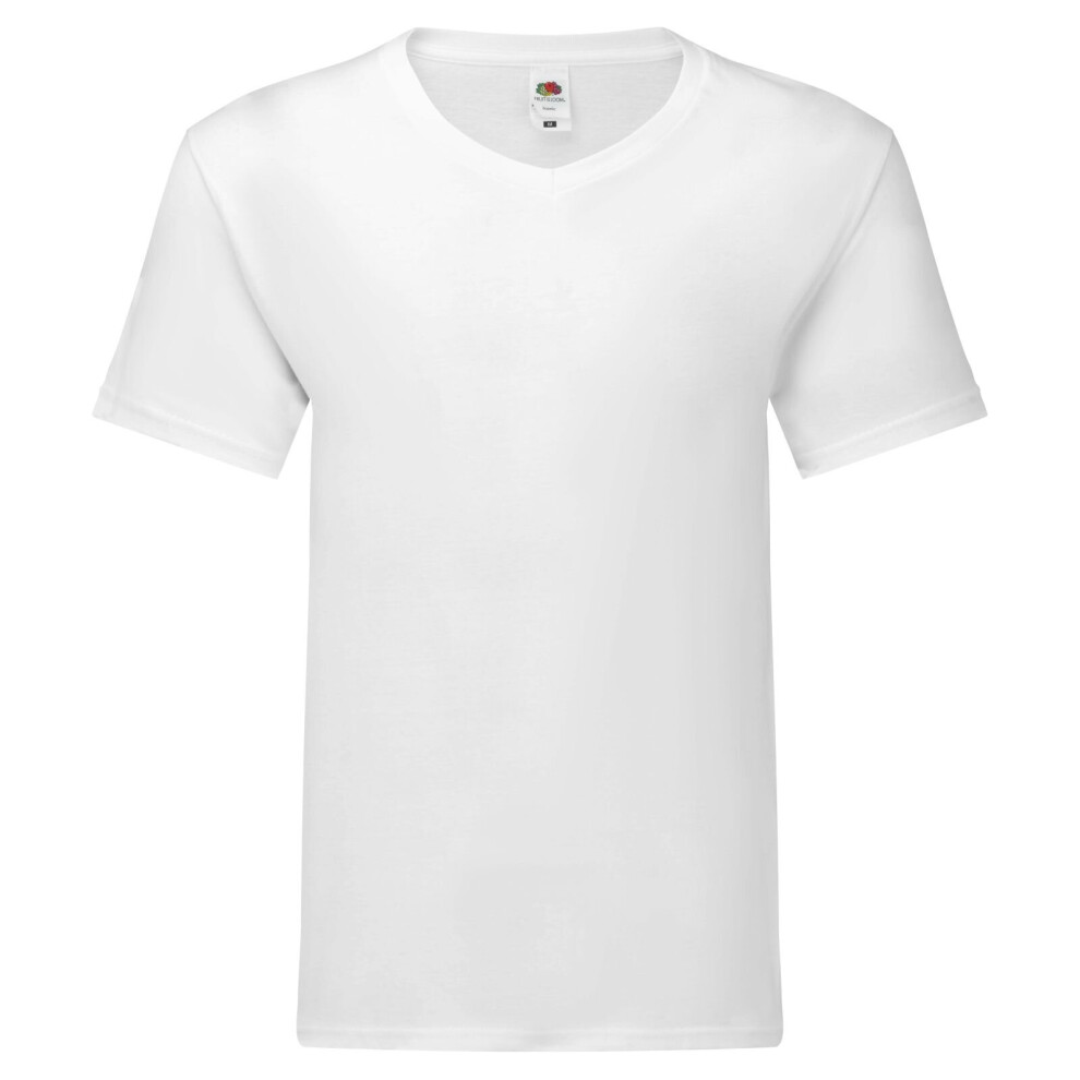(M, White) Fruit Of The Loom Mens Original V Neck T-Shirt