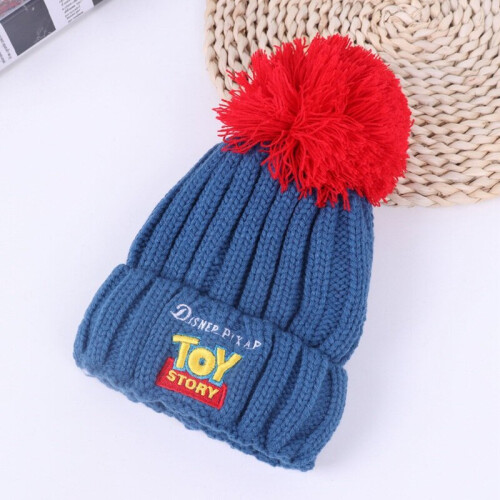 Bule Baby Winter Warm Knitted Hat Marvel Superhero Hat Age 2 6Y Cotton Lining Faux Fur Ball Pompom Cap Unisex Beanie Hat