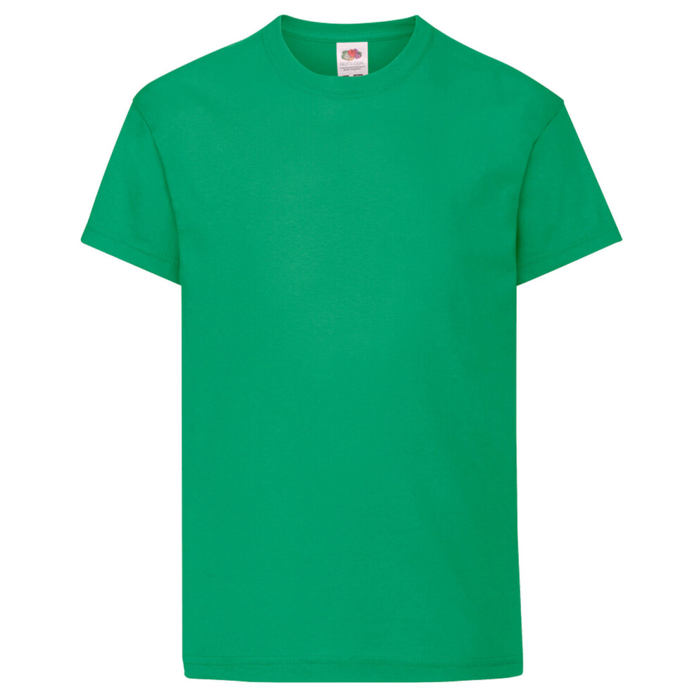 New Fruit Of The Loom Boys (5-6 Years, Kelly ) Childrens/Kids Original Short Sleeve T-Shirt Green
