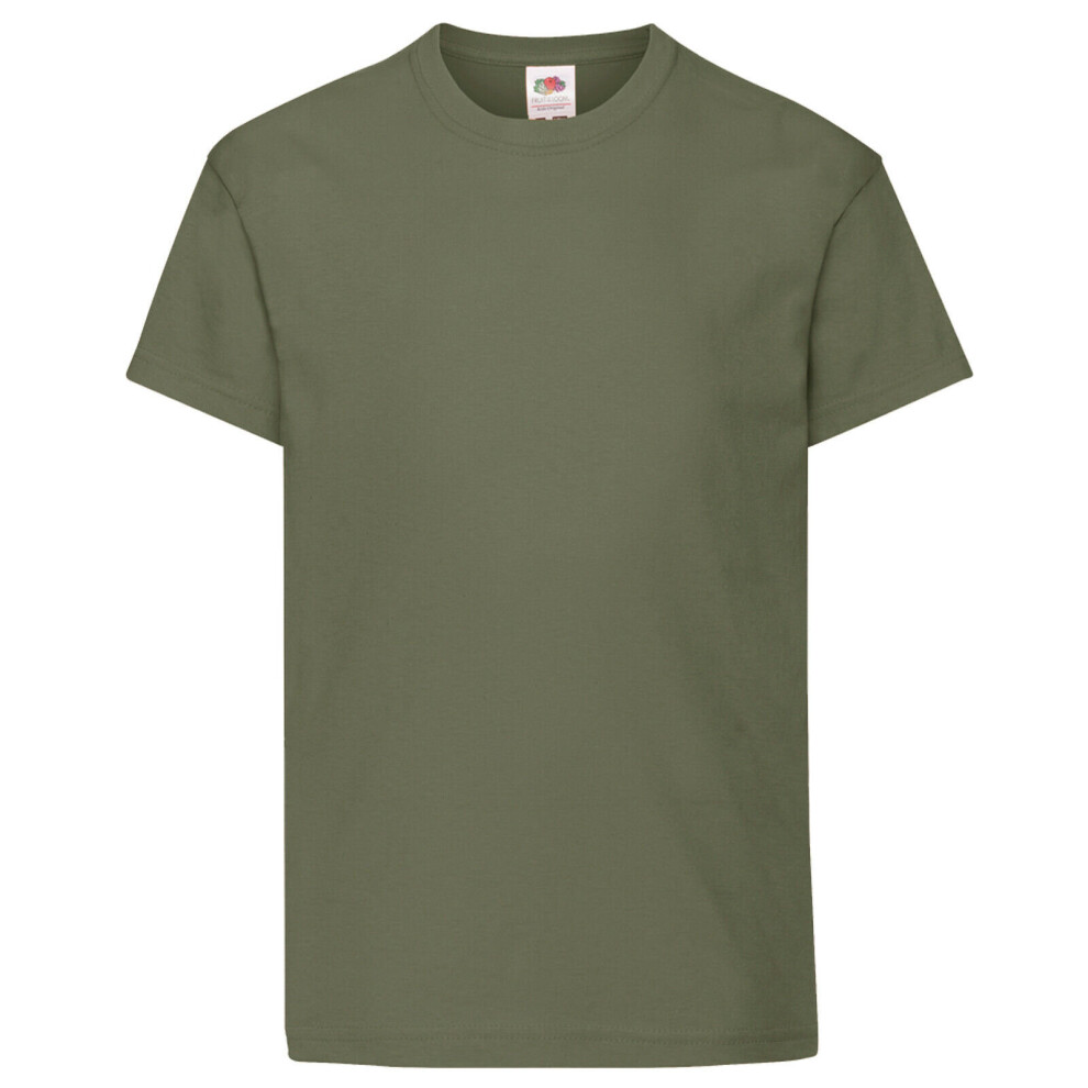 Fruit Of The Loom (7-8 Years, Classic Olive) Childrens/Kids Original Short Sleeve T-Shirt
