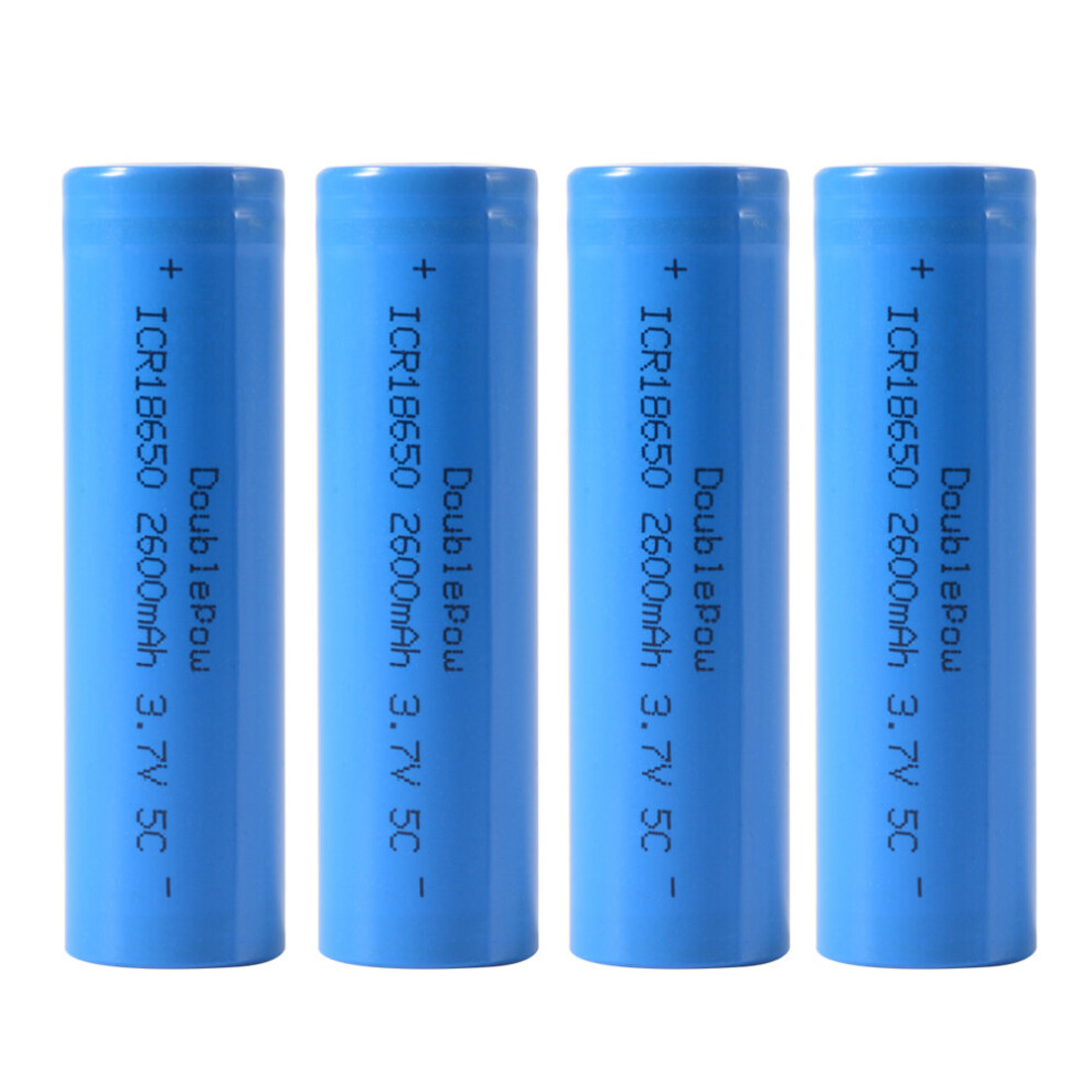 18650 4Pcs Rechargeable Li-Ion Battery 3.7V 2600Mah Lithium Cells Flat Top