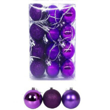 (Purple) 24xChristmas Xmas Tree Balls Ornament Baubles Dec.