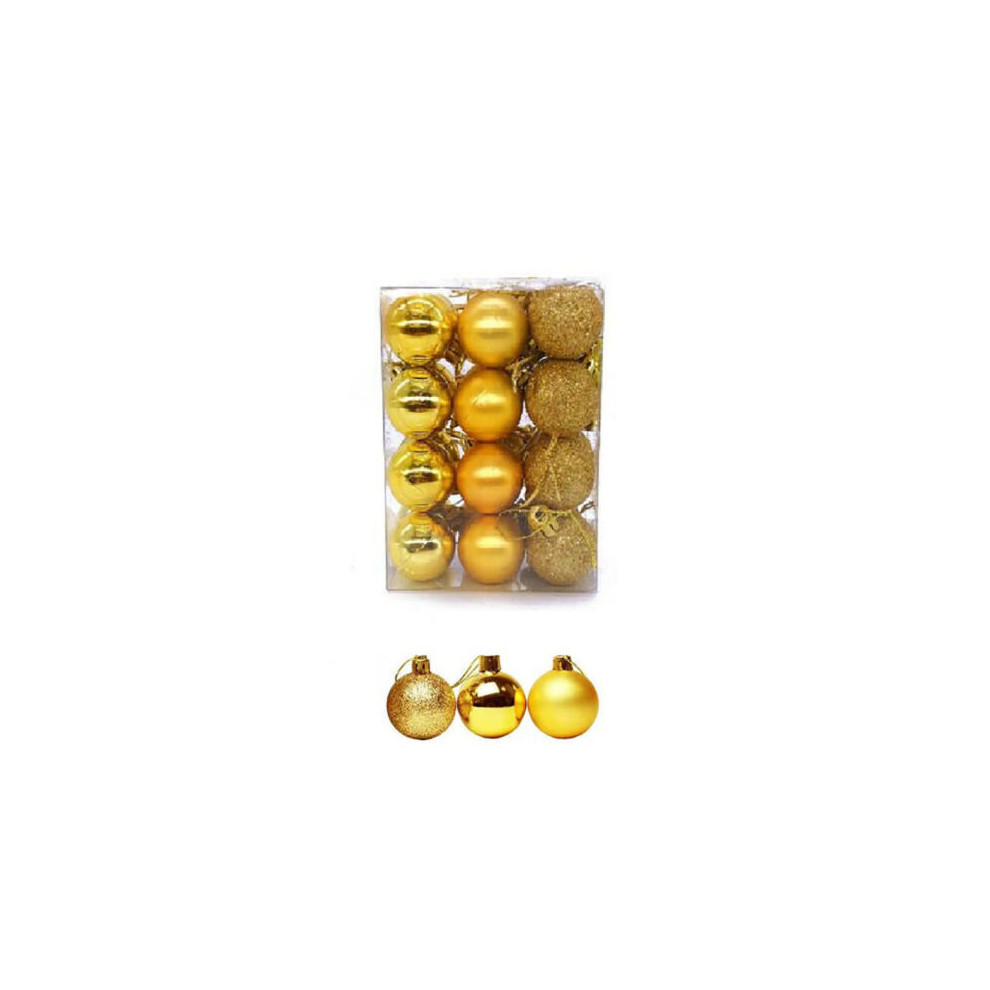 (Gold) 24Xchristmas Xmas Tree Balls Ornament Baubles Dec. Gold