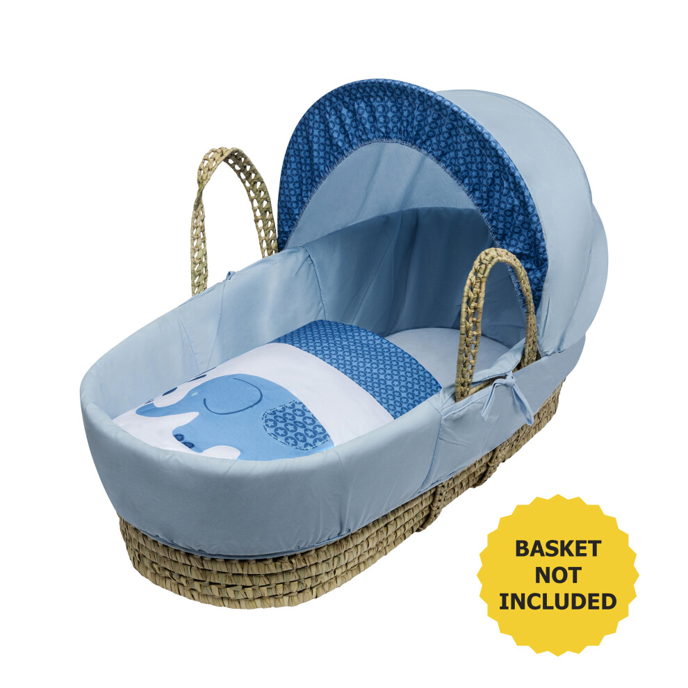 Blue Elephant Moses Basket Bedding Set Dressing for Palm & Wicker