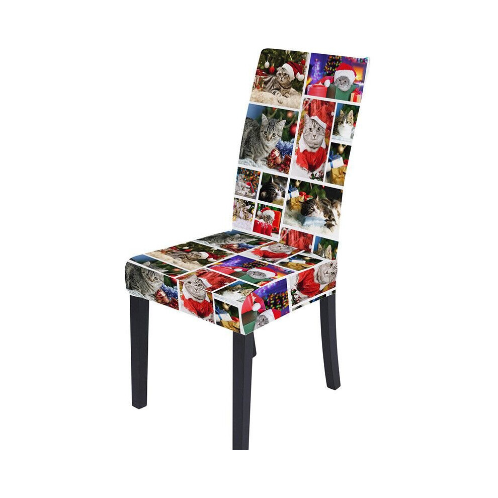 (Cats) Christmas Chair Cover Elastic Printed Xmas Dining Room Party Banquet Home Decor-image-OPC-P8JNPPP-NEW