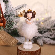 (Brown Angle Stand) Christmas Angel Doll Toy Hanging Pendant Festival Ornament Xmas Tree Decoration