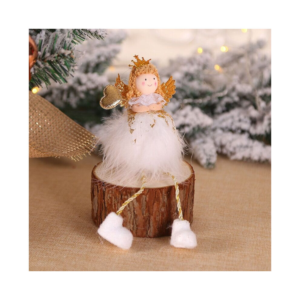 (Gold Angle Sit) Christmas Angel Doll Toy Hanging Pendant Festival Ornament Xmas Tree Decoration