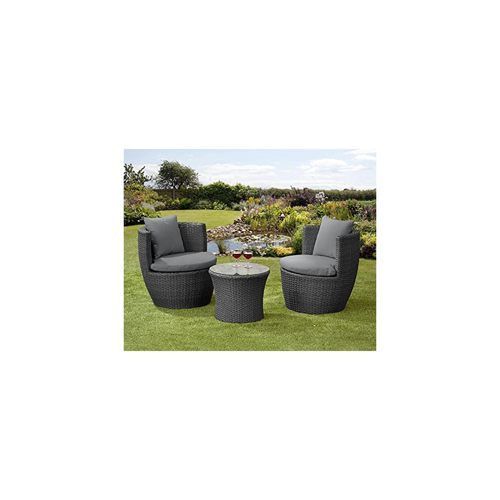 Garden Store Direct (Black) Gsd Rattan Wicker Bottle Shape Bistro Patio Set Black