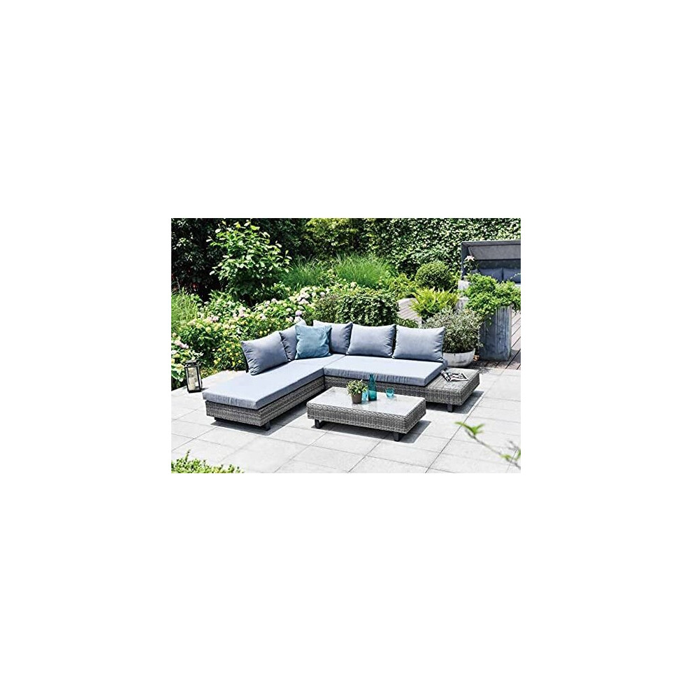 Garden Store Direct Gsd St Lucia Corner Sofa Sun Lounger Rattan Wicker Luxury Garden Set Blue