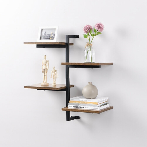 Spot On Dealz 4 Tier vertical Black floating shelves MDF rustic shelf metal wire G-0479 2