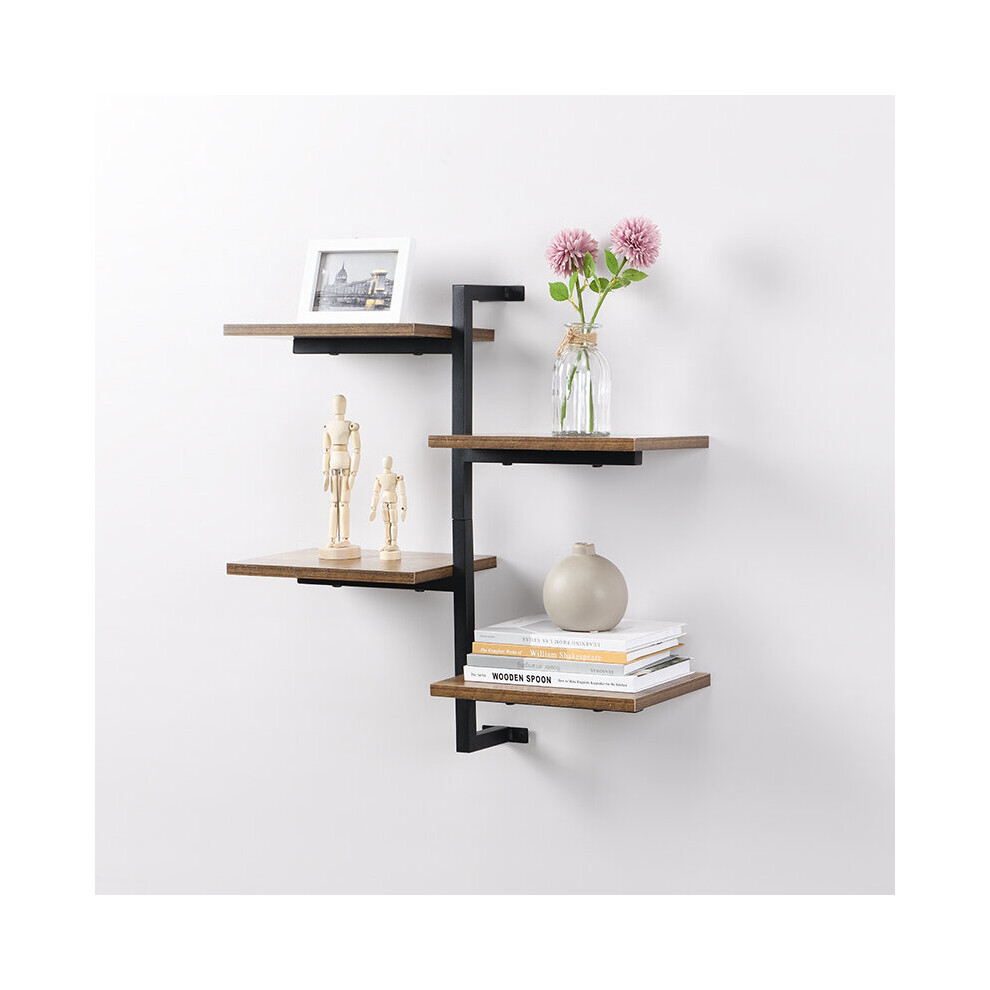 4 Tier vertical Black floating shelves MDF rustic shelf metal wire G-0479