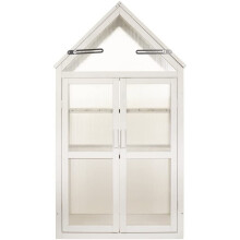 Plantpak Grow House Dove Grey: Solid wood greenhouse with 3 adjustable shelves, UV 5mm polycarbonate glazing, hinged tilting roof for ventilation