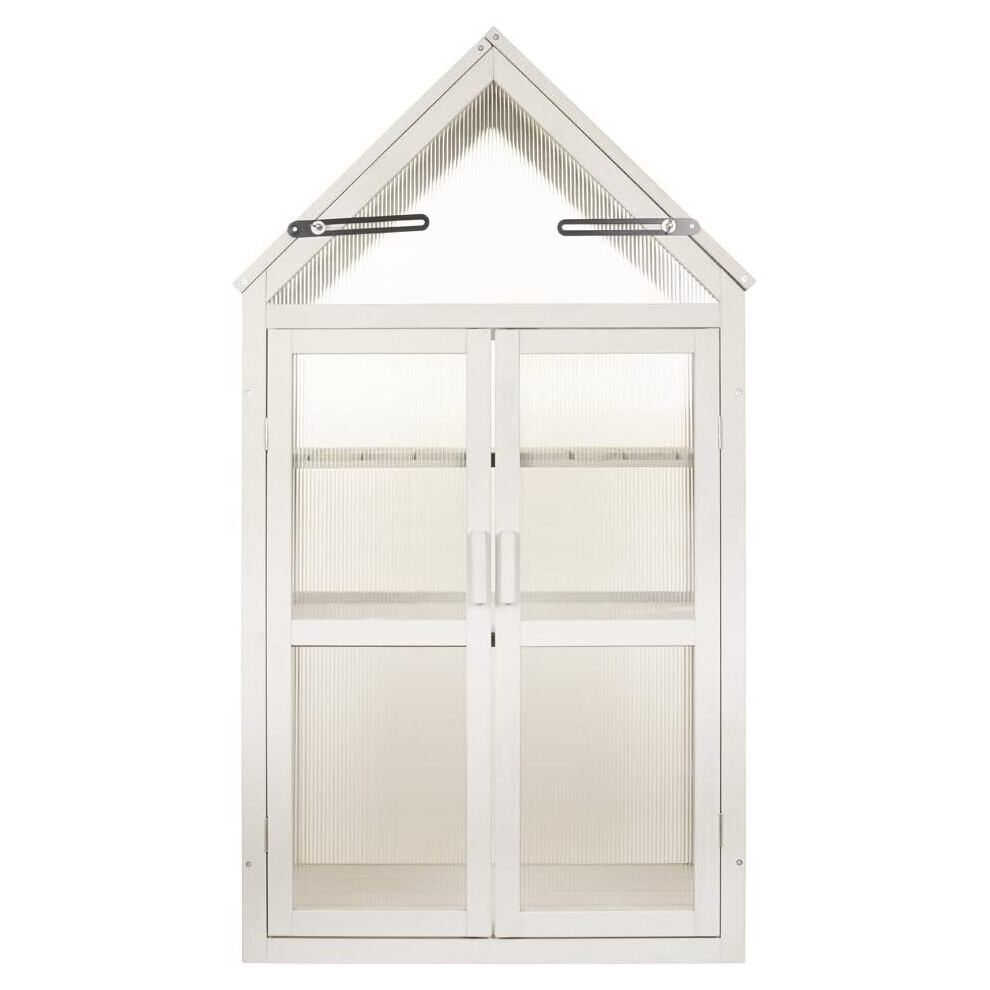 Plantpak Grow House Dove Grey: Solid Wood Greenhouse With 3 Adjustable Shelves, Uv 5Mm Polycarbonate Glazing, Hinged Tilting Roof For Ventilation