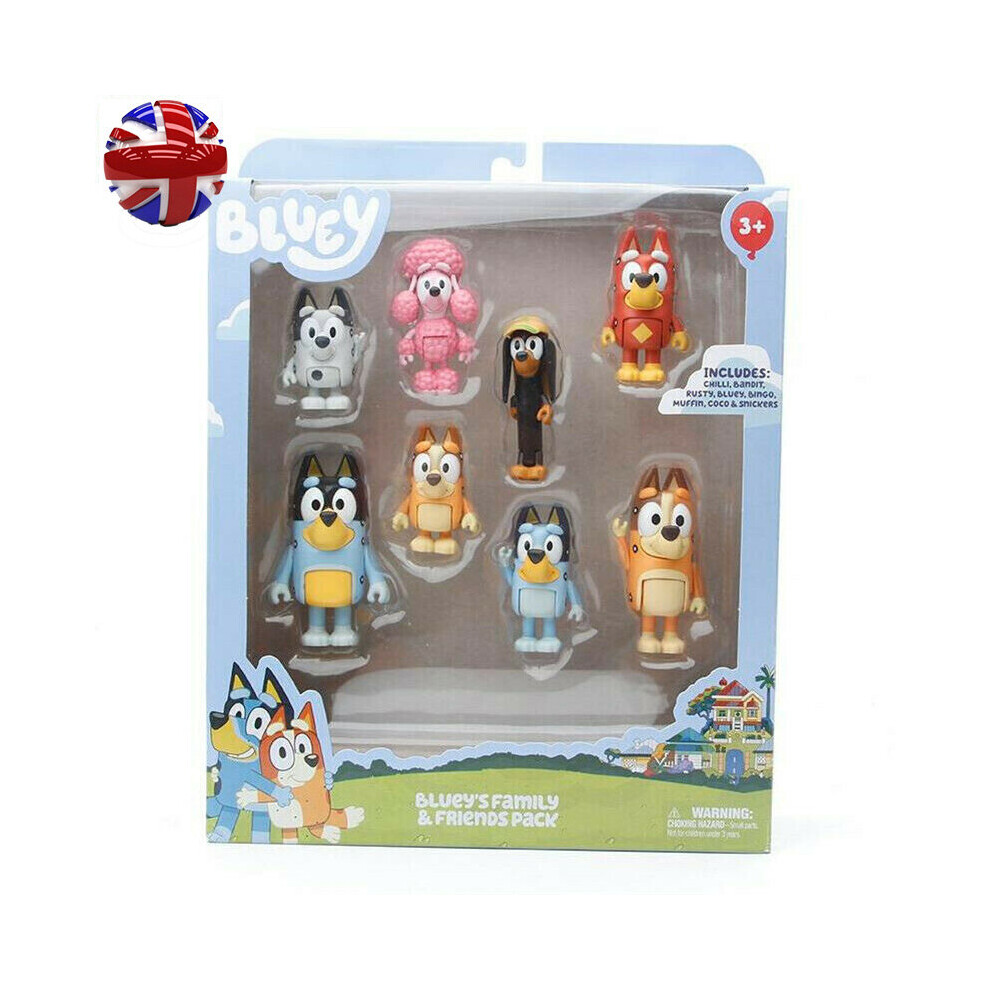 (8 pcs/set(With box)) 8 pcs/set Bluey's Family&Friends Action Figure