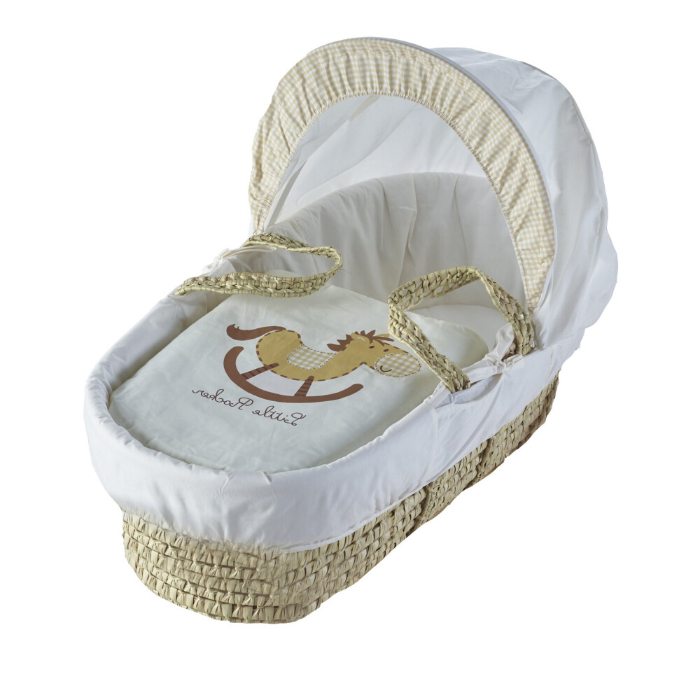 My Little Rocker Cream Palm Moses Basket with Mattress and Liner