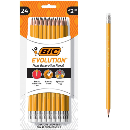 BIC BIC EVOLUTION NEXT GENERATION NO2 YELLOW PENCIL 24 PACK [43524]