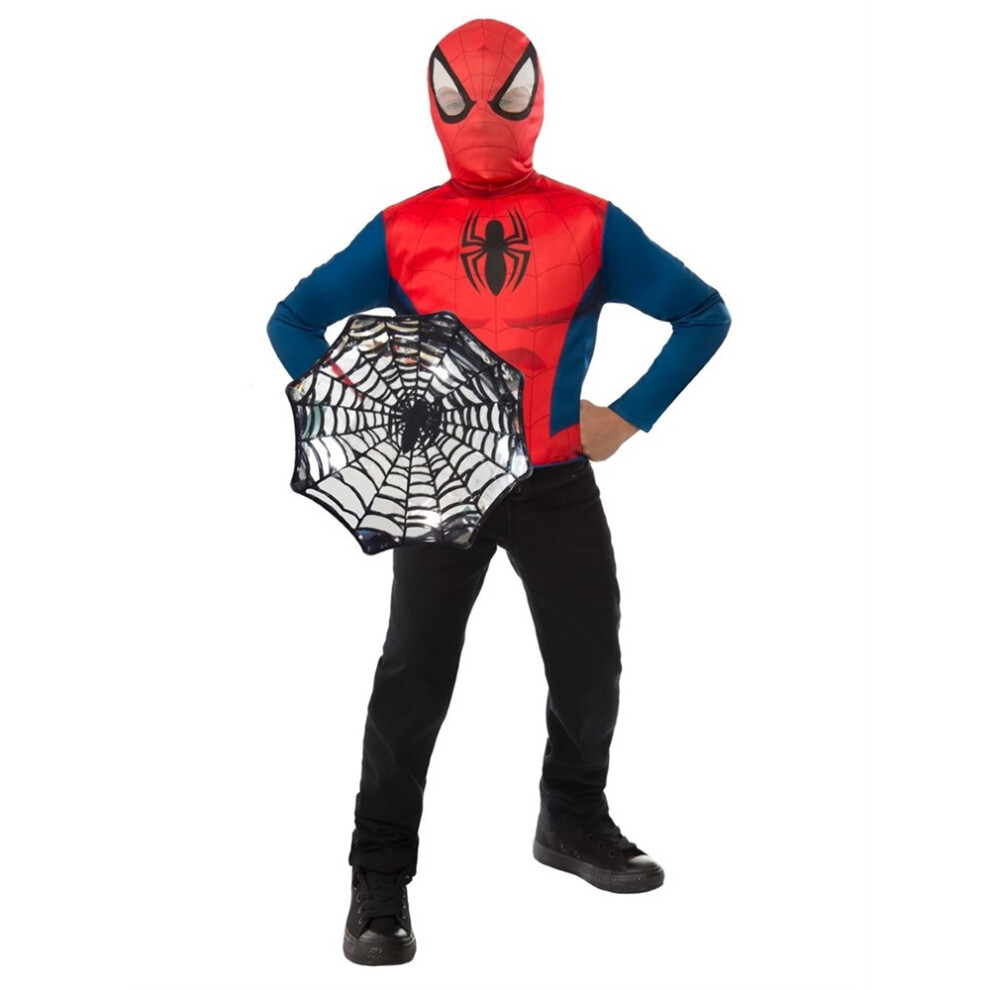 Rubies Rubie's 34114 Marvel Spider-Man Super Costume Top Set & Shield (Age 4-6 Years)