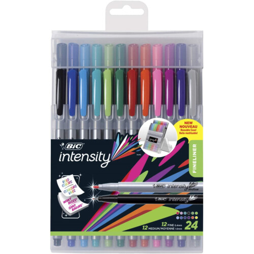 BIC BIC INTENSITY MEDIUM FINE ASSORTED COLOUR FINELINER 24 PACK [36183]