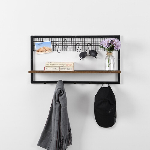 Spot On Dealz 1 Tier Rectangle Black Floating shelf metal wire G-0480
