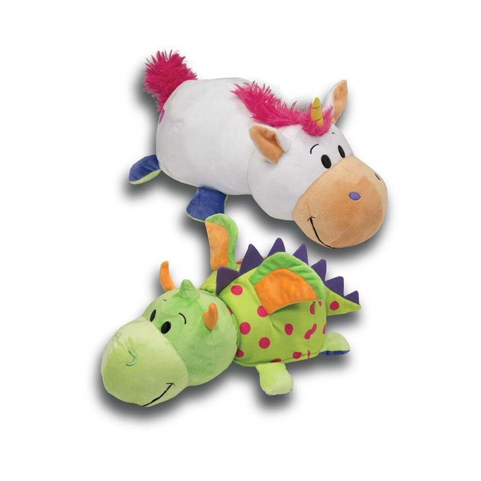 Flip a Zoo 14667 White Unicorn/Green Dragon Plush Toy 020321 (20149)